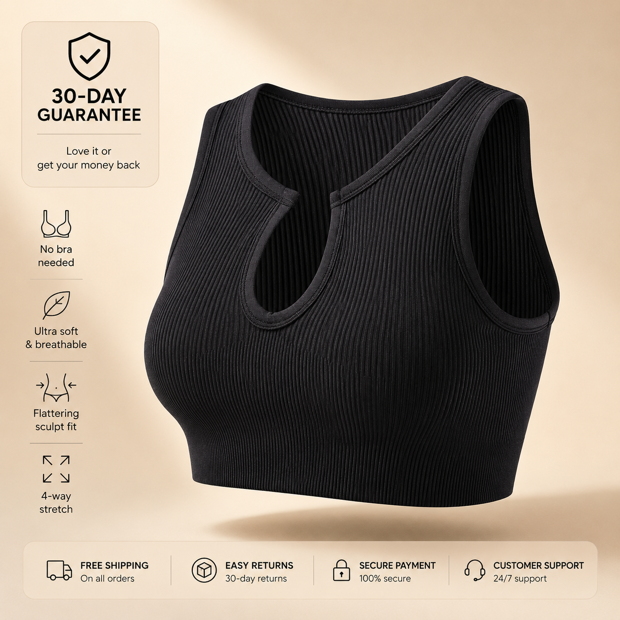 Koulango™ SculptFit Ribbed Crop Top